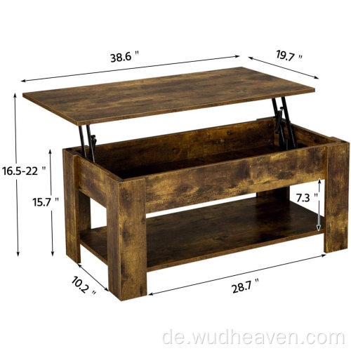 Höhenverstellbarer Couchtisch aus Holz